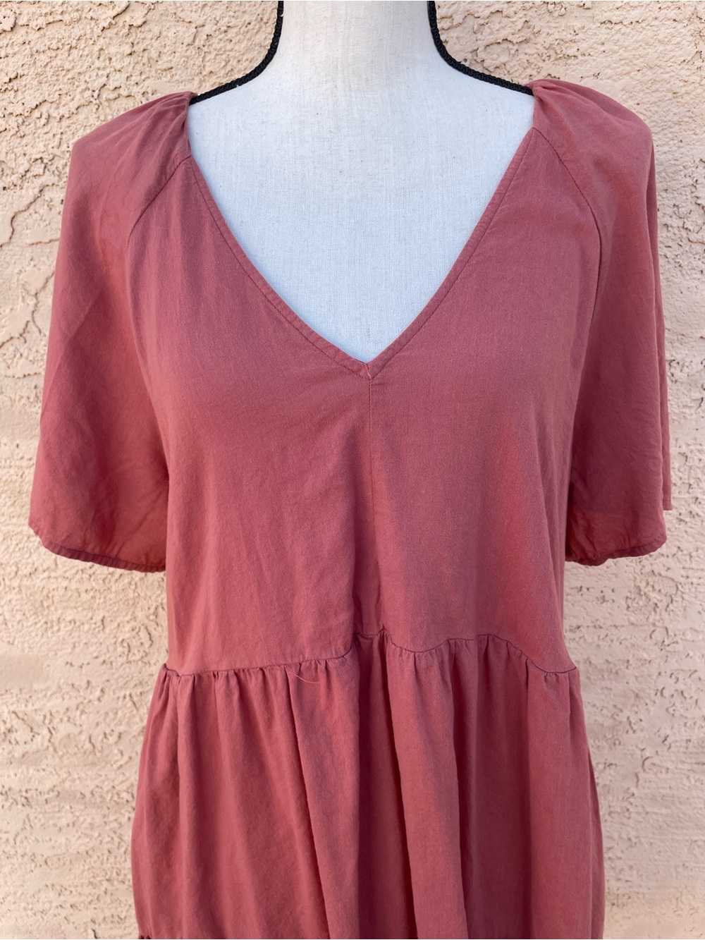 Old Navy swing dress babydoll tiered mini lightweight pockets rust autumn large - Picture 3 of 10